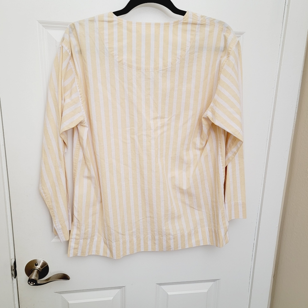 Club Monaco Easy Popover Striped Shirt in Honey Multi - Picture 5 of 7